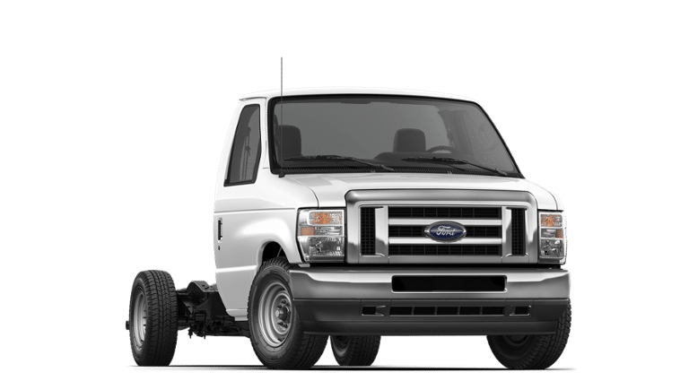 2027 Ford E-Series Cutaway E-350 SRW 138 WB in Oxford White — front three-quarter view