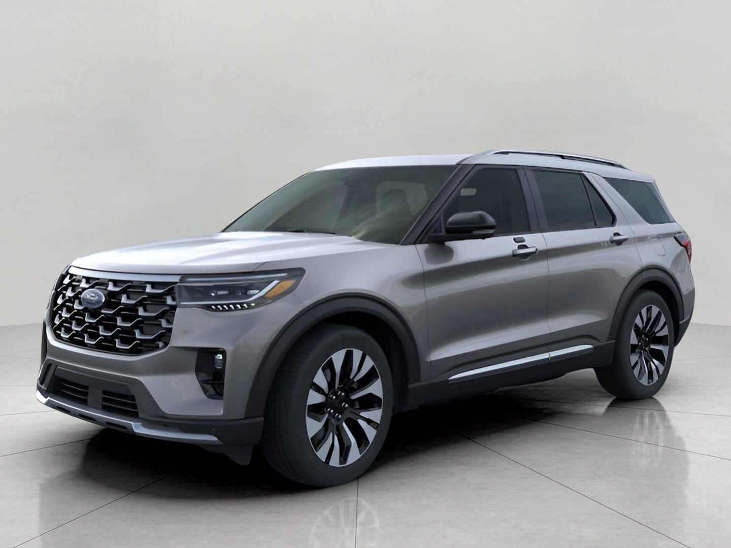 2026 Ford Explorer Platinum 4WD in Carbonized Gray Metallic — front three-quarter view