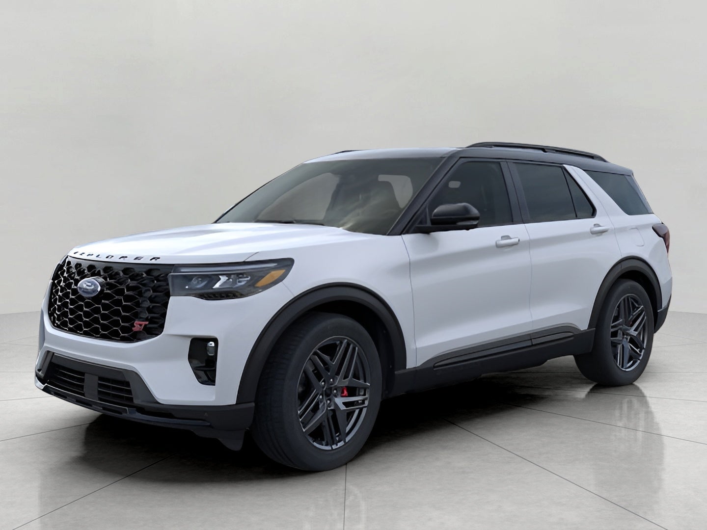 2026 Ford Explorer ST 4WD in Space White Metallic — front three-quarter view