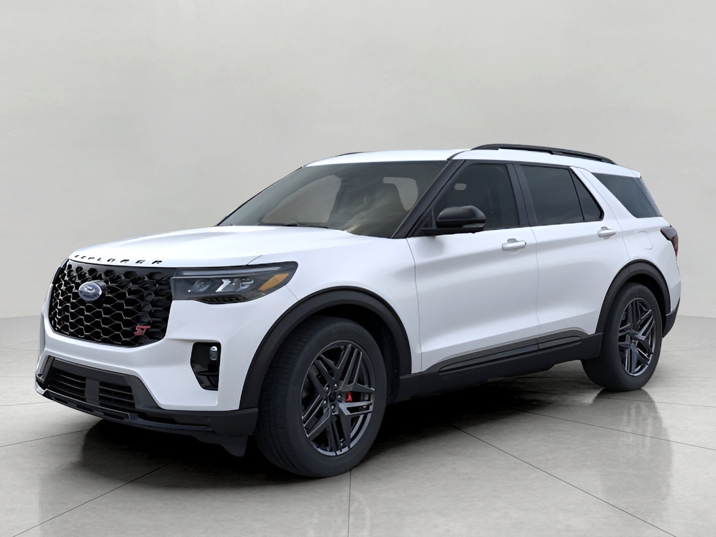 2026 Ford Explorer ST 4WD in Star White Metallic Tri-Coat — front three-quarter view