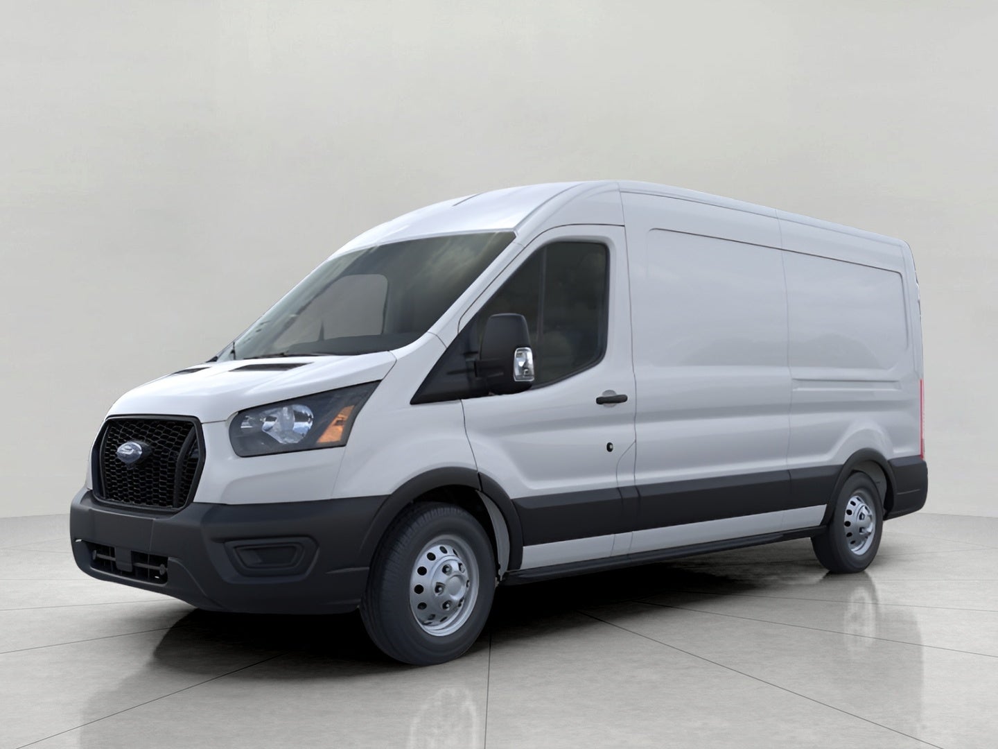 2025 Ford Transit Cargo Van T-350 148 Med Rf 9950 GVWR AWD in Oxford White — front three-quarter view