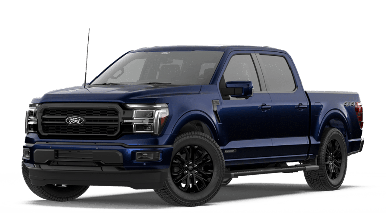 2026 Ford F-150 LARIAT in Antimatter Blue Metallic — front three-quarter view